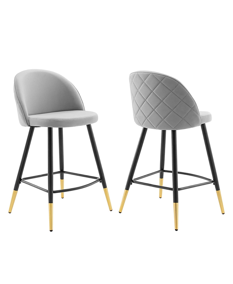 Modway Cordial Performance Velvet Counter Stools, Set Of 2 In Gray