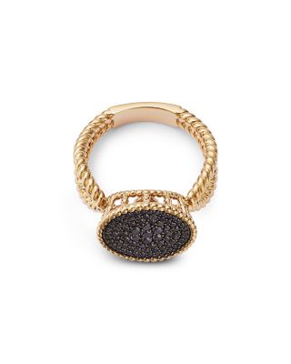 Black Diamond Pav&eacute; Cluster Statement Ring in 14K Yellow Gold, 0.5 tcw