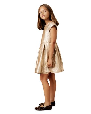 Girls' REISS Girls' Nia Metallic Pleated Cap Sleeve Dress - Big Kid