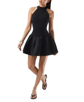 navy blue dress for baby girl Carabella Black High-Neck Short-Sleeve Mini Dress – Club L London