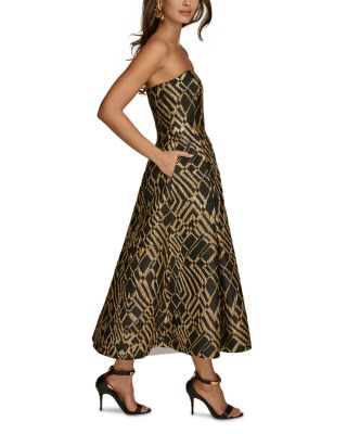 Jacquard Strapless Fit and Flare Dress
