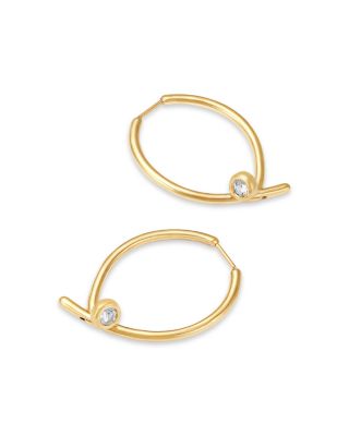 14K Yellow Gold Diamond Bezel Two-Piece Hoop Earrings