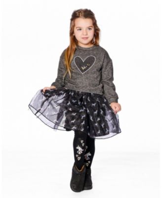 Girls' Bi-Material Dress with Mesh Skirt - Little Kid, Big Kid