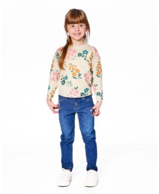Girls' Knitted Floral Sweater - Little Kid