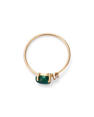 14K Yellow Gold Malachite & Diamond Wire Ring