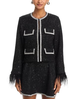 Rhinestone & Feather Tweed Jacket - Exclusive