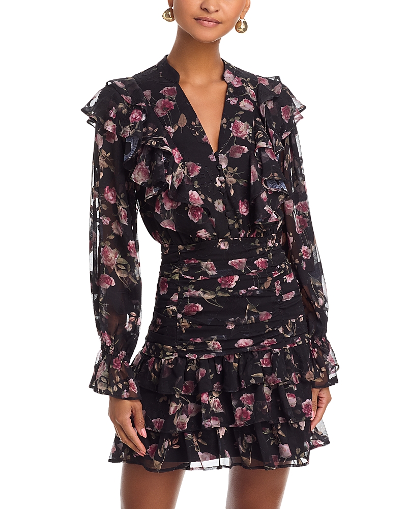 Aqua Rose Jacquard Mini Dress