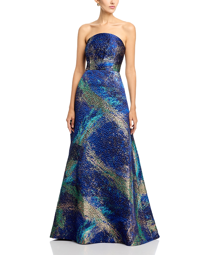 Teri Jon By Rickie Freeman Jacquard Gown In Multi