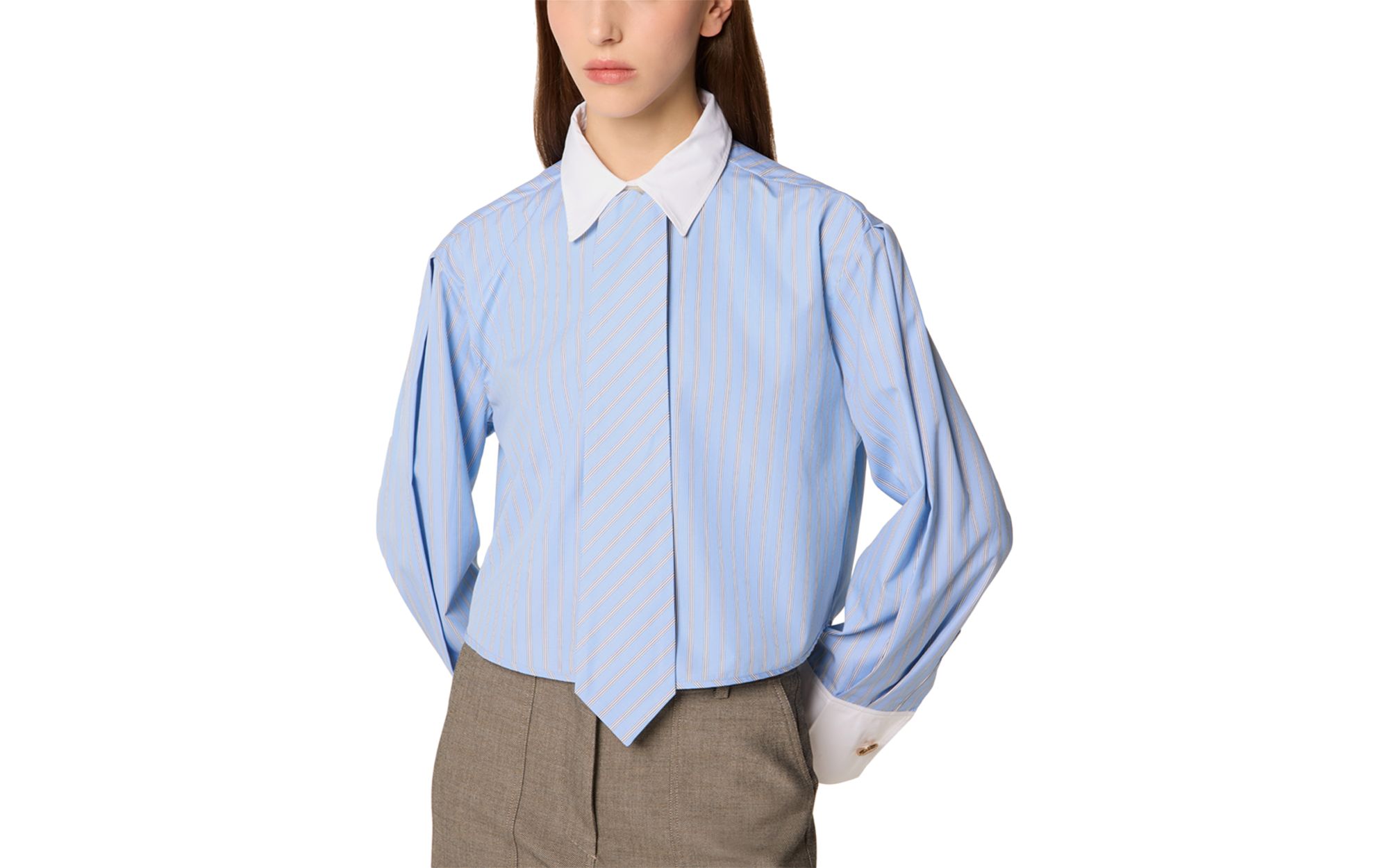 Cropped Shirt with Tie — Image 8