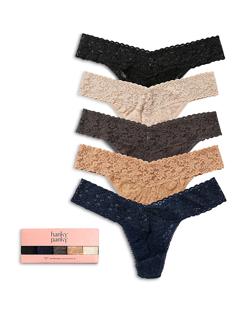 Hanky Panky Signature Lace Low Rise Thongs, Set of 5