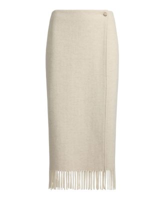 Fringe Herringbone Wrap Skirt