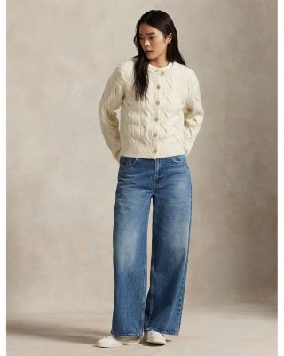 Cable Knit Wool Cashmere Cardigan Sweater