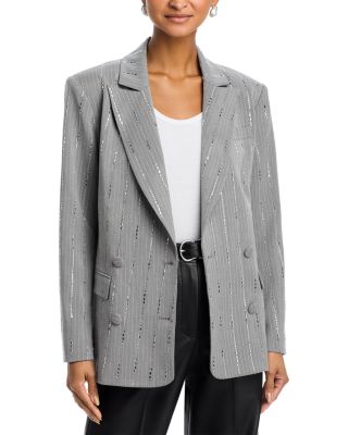 Oversized Crystal Pinstripe Blazer - Exclusive