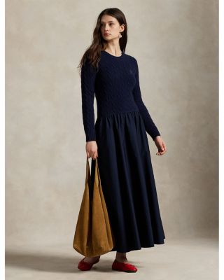 Cable Knit Poplin Dress