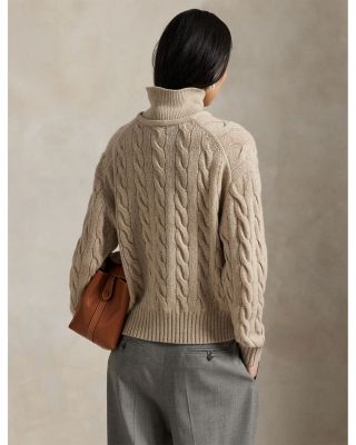 Cable Wool Cashmere Polo Collar Sweater