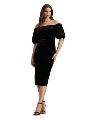 Velvet Bubble Sleeve Cocktail Dress