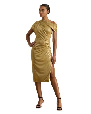 Metallic Off-the-Shoulder Cocktail Dress