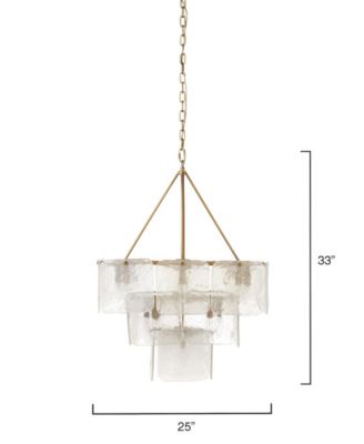 Perignon Three Tier Melted Glass and Iron Chandelier