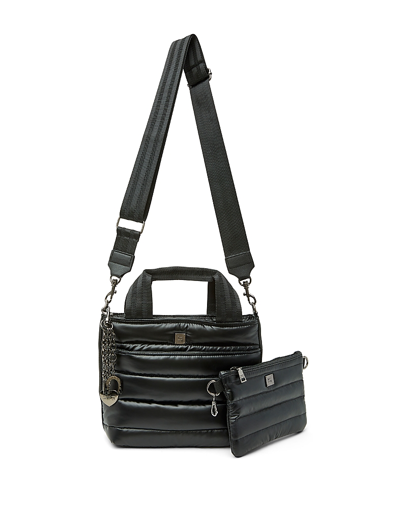 Think Royln Escapade Quilted Crossbody Tote In Black