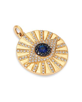 14K Yellow Gold Kate Blue Sapphire &amp; Diamond Evil Eye Pendant