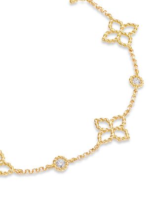 18K Yellow Gold Principessa Diamond Flower Chain Link Bracelet