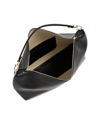 Bevel Grained Leather Shoulder Bag