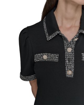 Tweed Trim Polo Dress