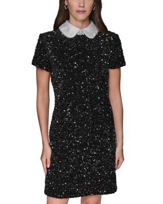 Sequinned Collared Dress