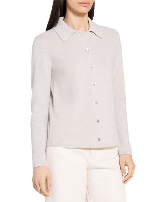 Relaxed Button Up Sweater Shirt in Cashmere Blend