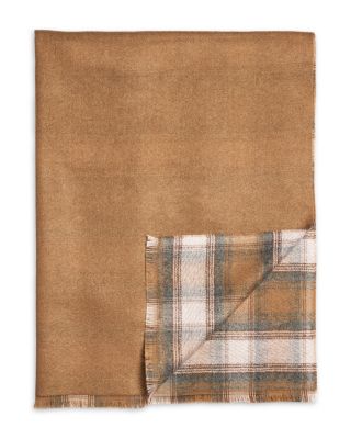 Reversible Plaid Scarf with Cut Fringe