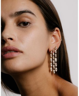  Trillion Cascade Earrings in 14K White Gold, 9.64ctw Trillion Lab Grown Diamonds