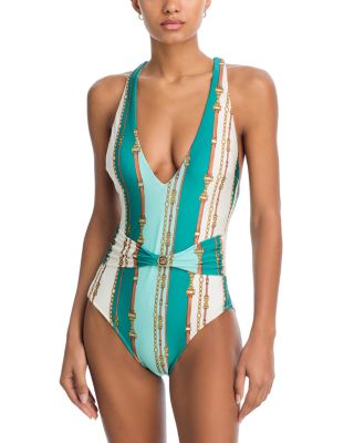 Lisa Striped Belted Swimsuit - Exclusive
