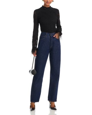 Feather Trim Lace Top - Exclusive