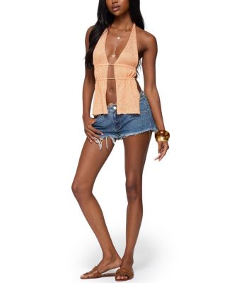 Frayed Vintage Washed Denim Shorts