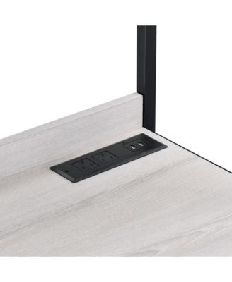 Goshen Steel Base 2-Shelf Writing Desk with USB Port and Power Outlet