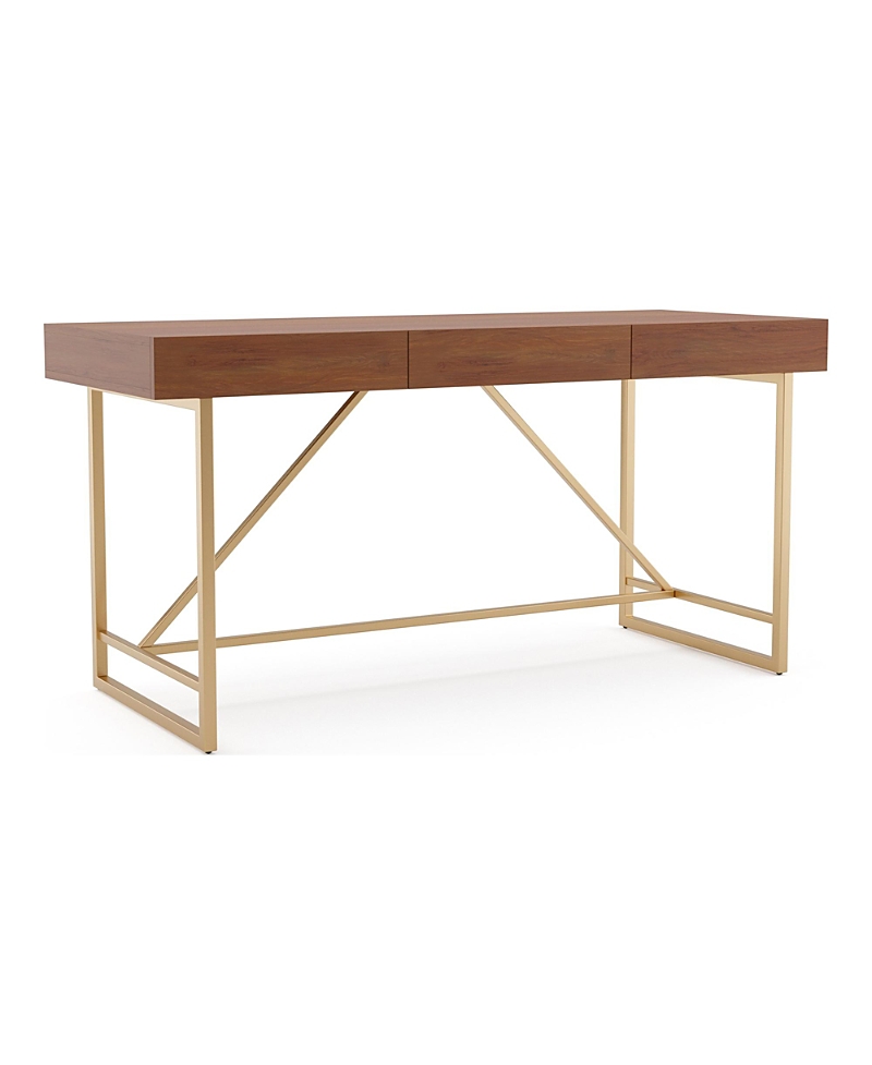 Furniture Of America Axole Metal Base Desk With Drawer In Brown