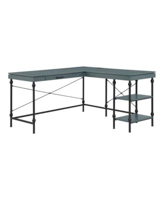 Hudson Steel L-Shape Corner Desk with USBs and Outlets