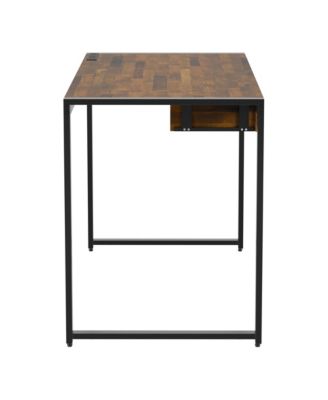Rilla Steel Base 1-Drawer Writing Desk with USB Ports and Outlets