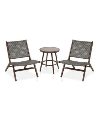 Morrow Aluminum and FE Wicker Outdoor Bistro, Set of 3