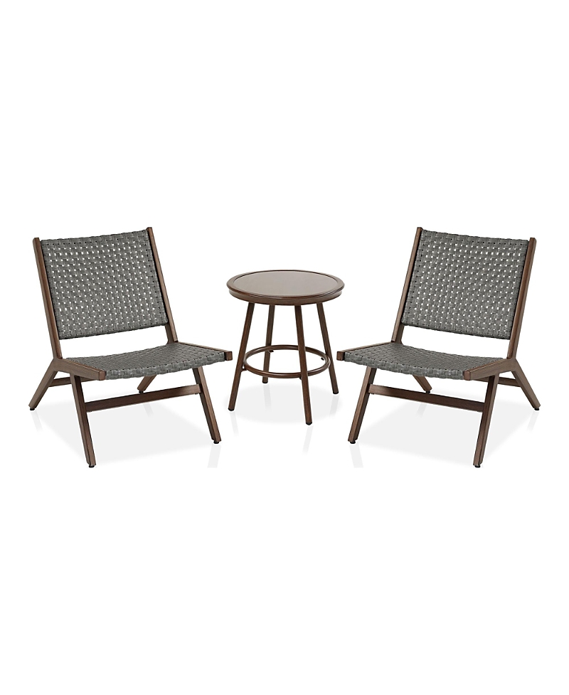 Furniture Of America Morrow Aluminum And Fe Wicker Outdoor Bistro, Set Of 3 In Gray