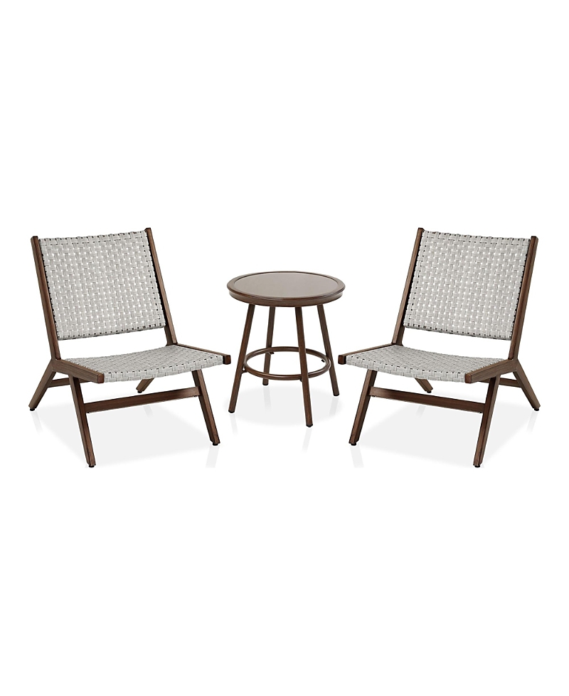 Furniture Of America Morrow Aluminum And Fe Wicker Outdoor Bistro, Set Of 3 In Gray
