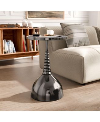 Knoll 16" Iron Round End Table with Botanical Print Top and Dome Base