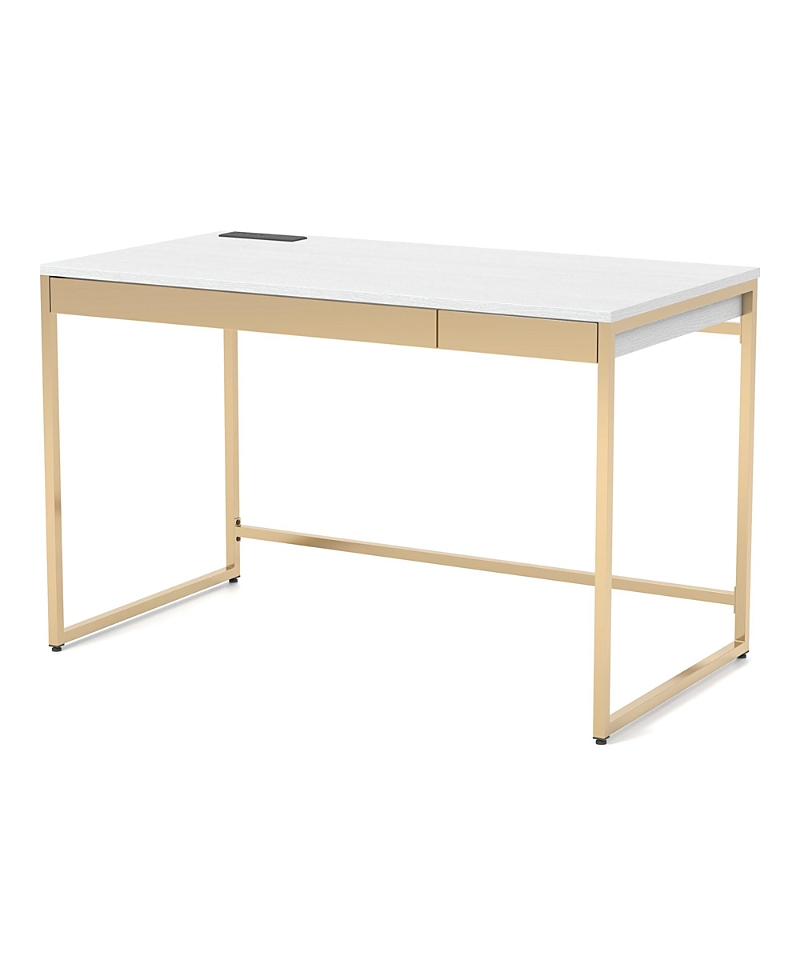 Furniture Of America Gallway Steel Base 2-drawer Writing Desk With Usb Ports And Outlets In White