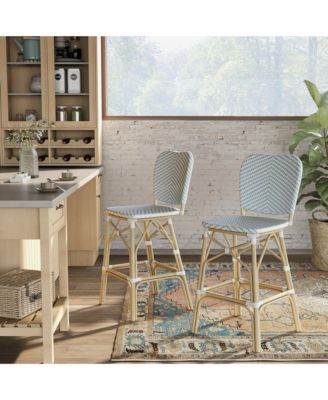 Colfer Aluminum and PE Wicker Patio Bar Chairs, Set of 2