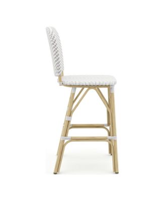 Colfer Aluminum and PE Wicker Patio Bar Chairs, Set of 2