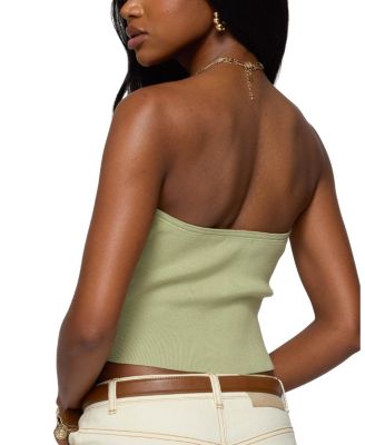 Bead Cut Out Strapless Knit Top