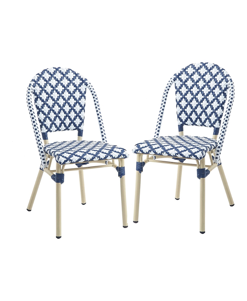Furniture Of America Quade Aluminum And Pe Wicker Patio Dining Chairs, Set Of 2 In Blue
