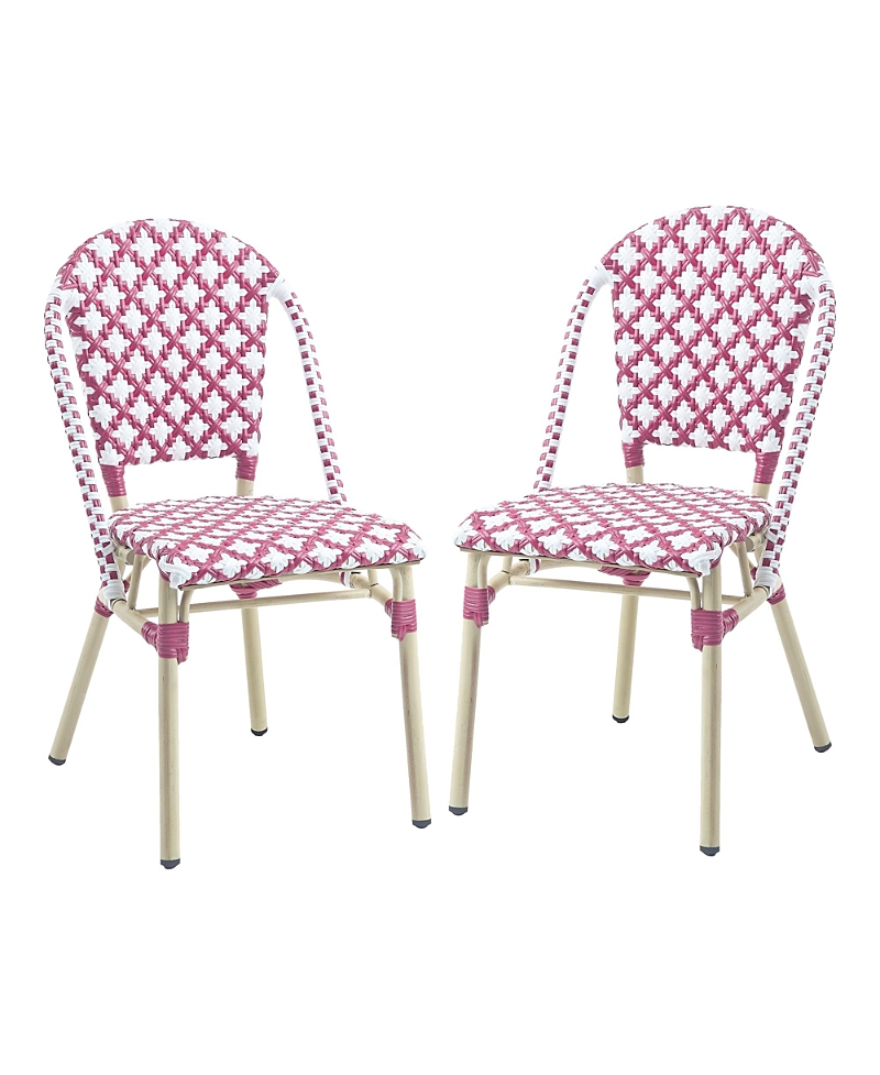 Furniture Of America Quade Aluminum And Pe Wicker Patio Dining Chairs, Set Of 2 In Pink
