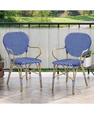Milan PE Wicker Patio Arm Chairs, Set of 2