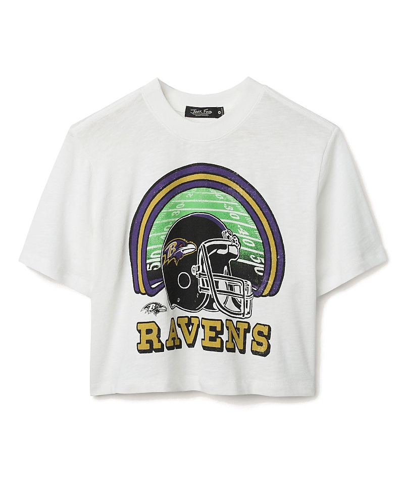 Junk Food Clothing Women's Nfl Baltimore Ravens Game Time Mock Neck Crop Tee
